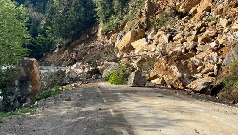 Giresun'da Büyüyen Tehlike: Heyelan Yol Ulaşımını Engelledi