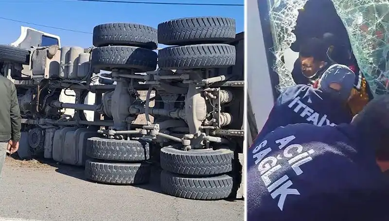 Virajda Aksilik: Kamyon Yan Yattı, Trafikte Uzun Kuyruklar Oluştu