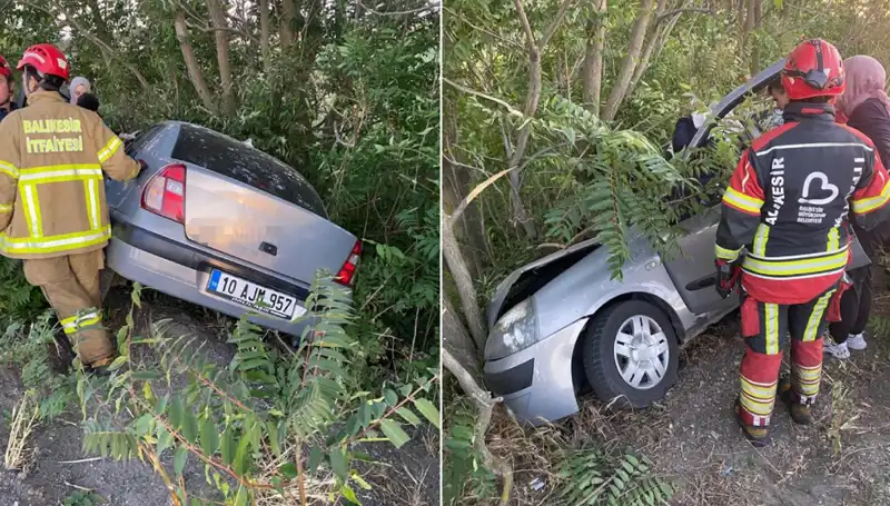 Balıkesir'de Otomobil Sharampe Yuvarlandı, İki Kişi Yaralandı!