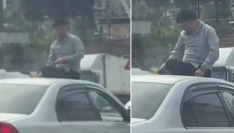 Trafikte Pes Dedirten An: Otomobil Üzerinde Şaşırtan Alem Sasırttı!